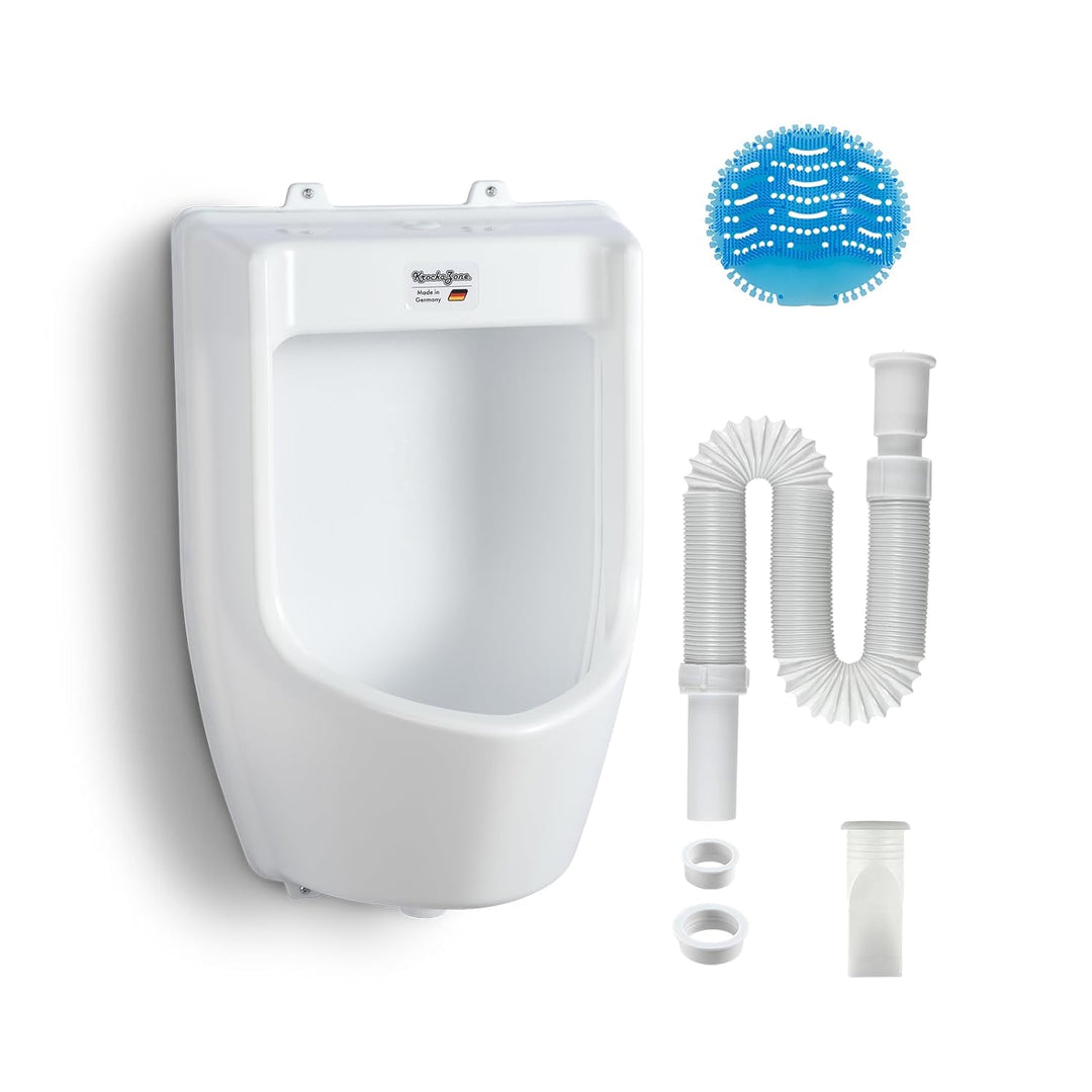 Urinal Kunststoff Pissoir mit Schlauch, Urinalsieb & Zubehöhr - Herren Männer WC Set Steh Klo Urinal