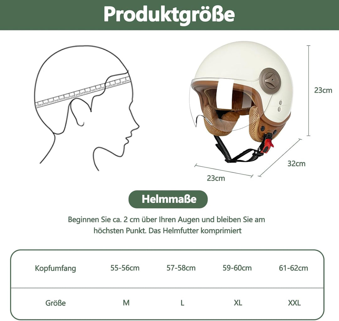 Erwachsenen Motorradhelm Scooter-Helm, Mode Halboffener Helm Mit Schutzbrille, Hat Den Verkehrssiche
