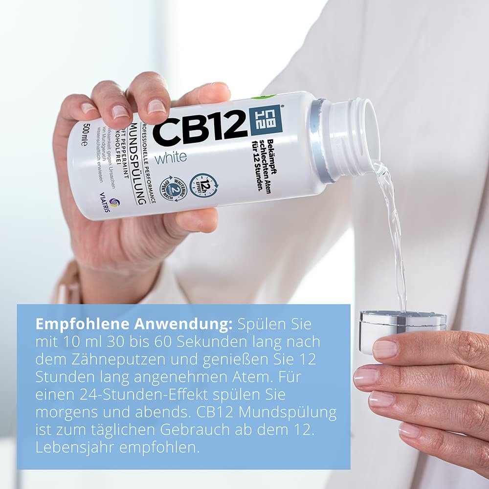 CB12 White – Angenehmer Atem für 12 Stunden und weissere Zähne – 500 ml, Minze, für Mundgeruch Behan