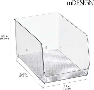 mDesign stapelbare Aufbewahrungsbox für Lebensmittel – Küchen Ablage mit offener Vorderseite für Küh