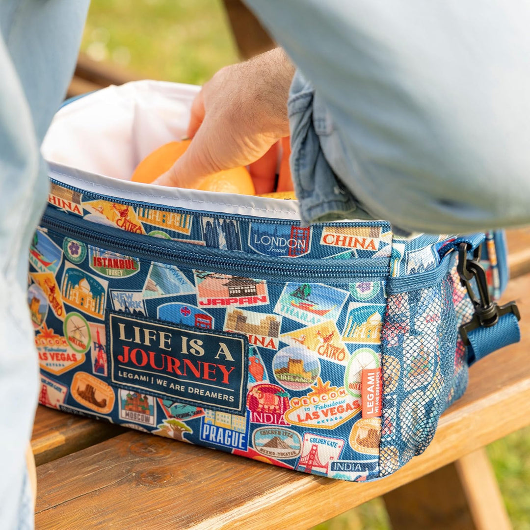 Legami - Lunchbag für das Mittagessen, Thema Travel Stickers, Lunchbag für das Mittagessen, grosses