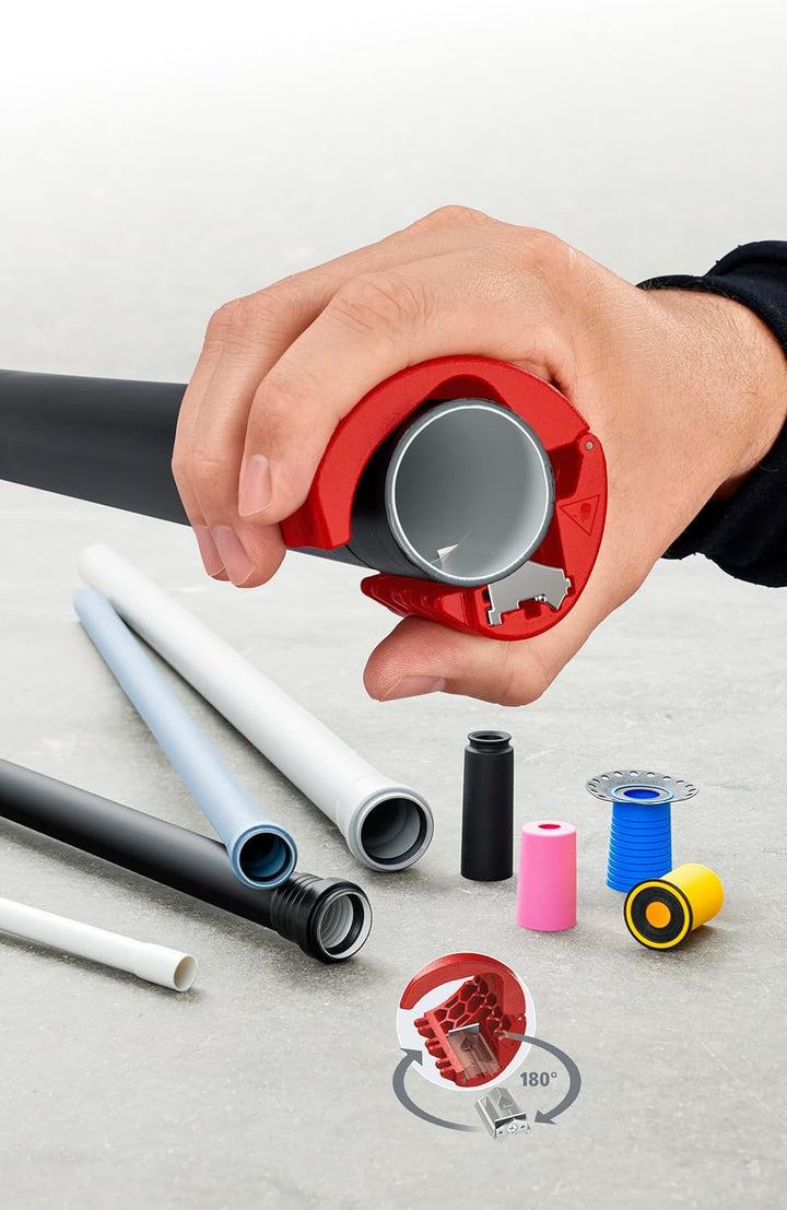 KNIPEX BiX® Schneider für Kunststoffrohre und Dichthülsen, 20-50 mm, trennt spanlos, incl. 2 Ersatzk