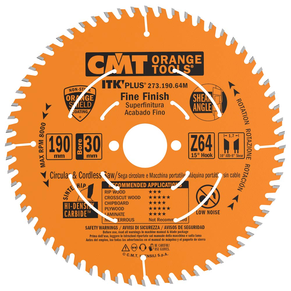 CMT – 273.190.64 M – ITK Plus HW Kreissägeblatt 190 x 1.7 x 30 (+ 20 + 16) Z = 64 ATB + S