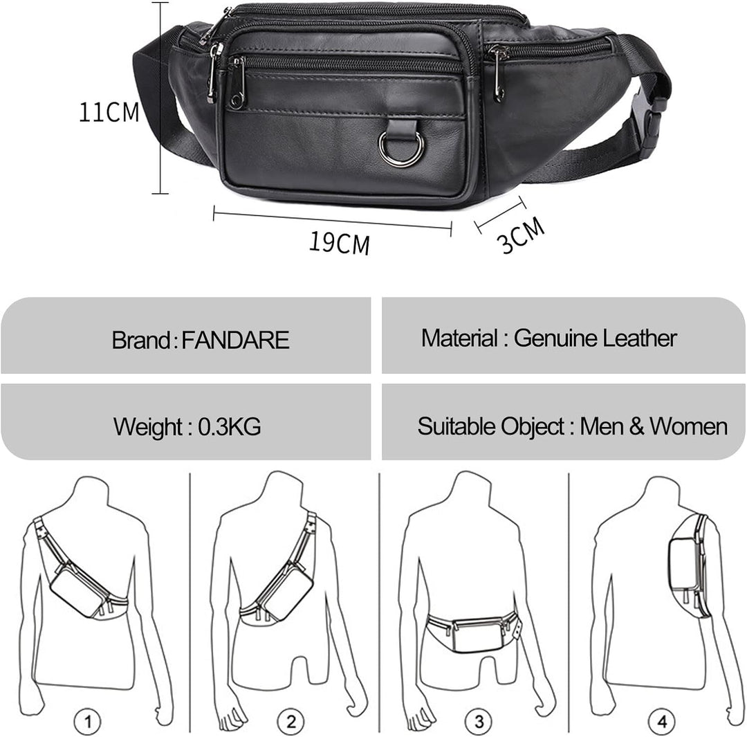 FANDARE Bauchtasche Brusttasche Gürteltasche Hüfttasche Sport Leder Sling Bag Damen Umhängetaschen H