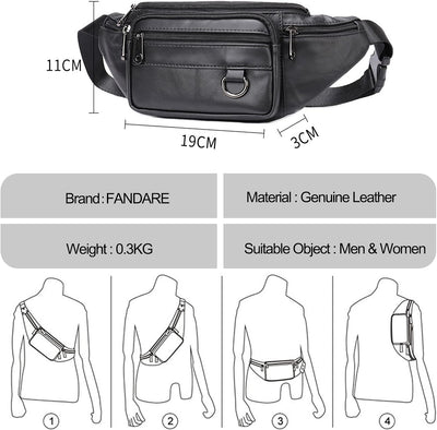 FANDARE Bauchtasche Brusttasche Gürteltasche Hüfttasche Sport Leder Sling Bag Damen Umhängetaschen H