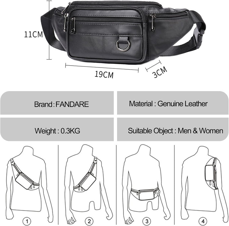 FANDARE Bauchtasche Brusttasche Gürteltasche Hüfttasche Sport Leder Sling Bag Damen Umhängetaschen H