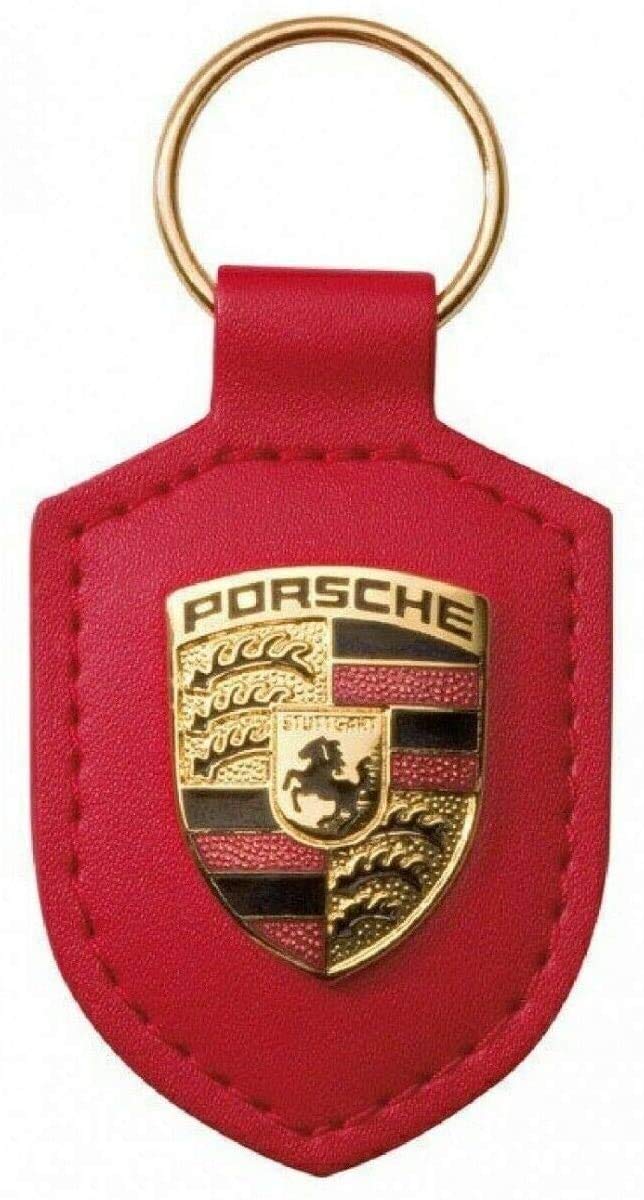 ORIGINAL Porsche Schlüsselanhänger ROT Leder mit Wappen WAP0500920E