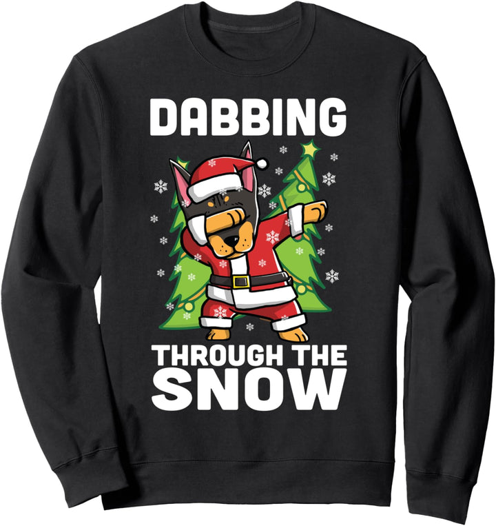 Dabbing Through The Snow Dobermann Weihnachten Hund Sweatshirt