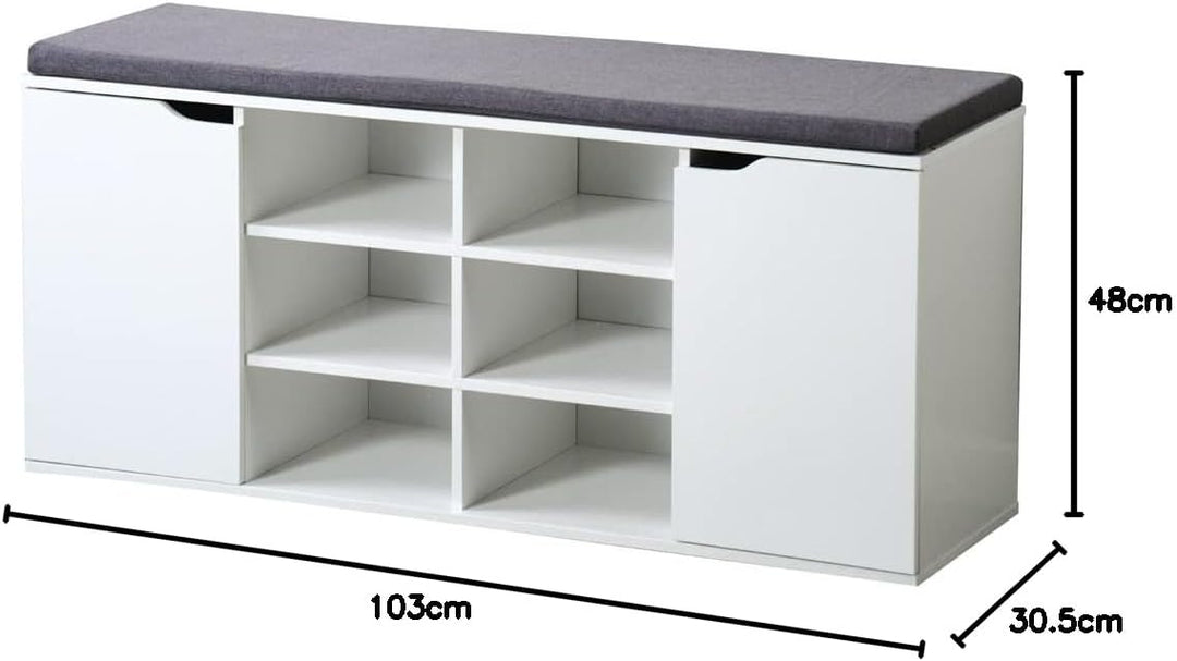 Kesper | Schuhschrank mit Sitzkissen, Material: Faserplatte, Masse: B103,5 x H48 cm x L29,5 cm, Farb