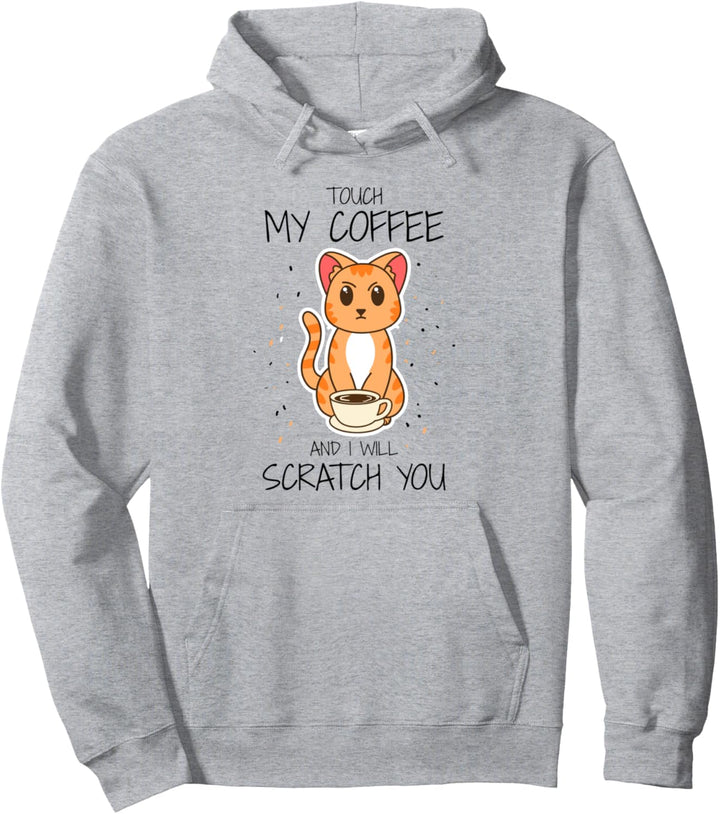 Niedliche Kaffeekatze Ironic Scratch You Kitty Pullover Hoodie