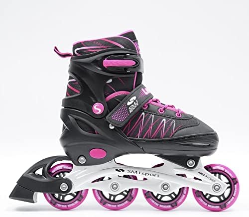 SMJ sport Kinder Mädchen 2IN1 Inlineskates Schlittschuhe Verstellbar Inliner ABEC7 LEA 26-29, 26-29