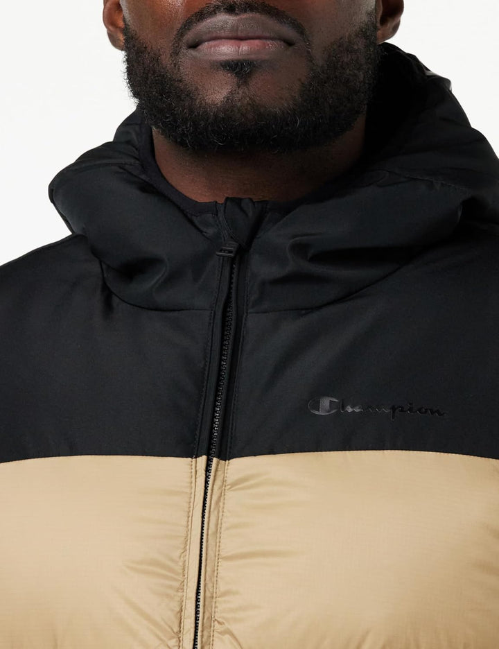 Champion Herren Legacy Outdoor Colorblock Hooded Gepolsterte Jacke S Off White/Nero, S Off White/Ner