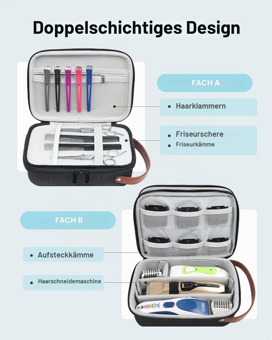 Luxtude Haarschneider Tasche für Reise,EVA Haarschnitt Barber Supplies Organizer Taschen,Trimmer Auf