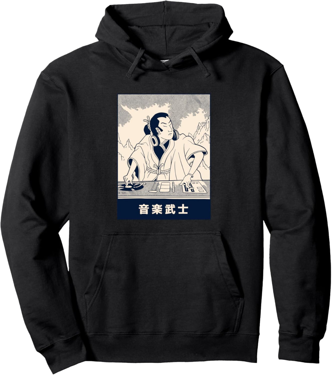 Samurai DJ | Funny Japanese Art Print Style Parody Pullover Hoodie