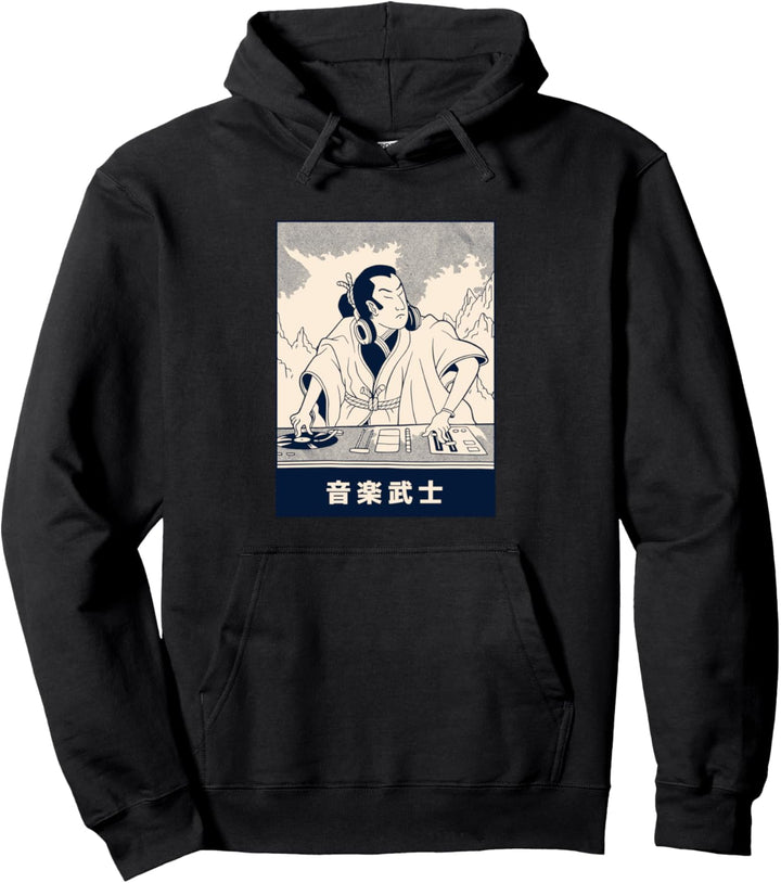 Samurai DJ | Funny Japanese Art Print Style Parody Pullover Hoodie
