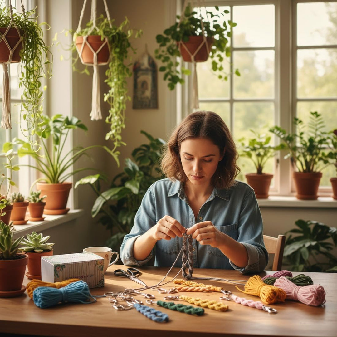 suo long Makramee Kit Makrame Schlüsselanhänger Making Kit Enthält Schlüsselringe Makramee DIY Set S
