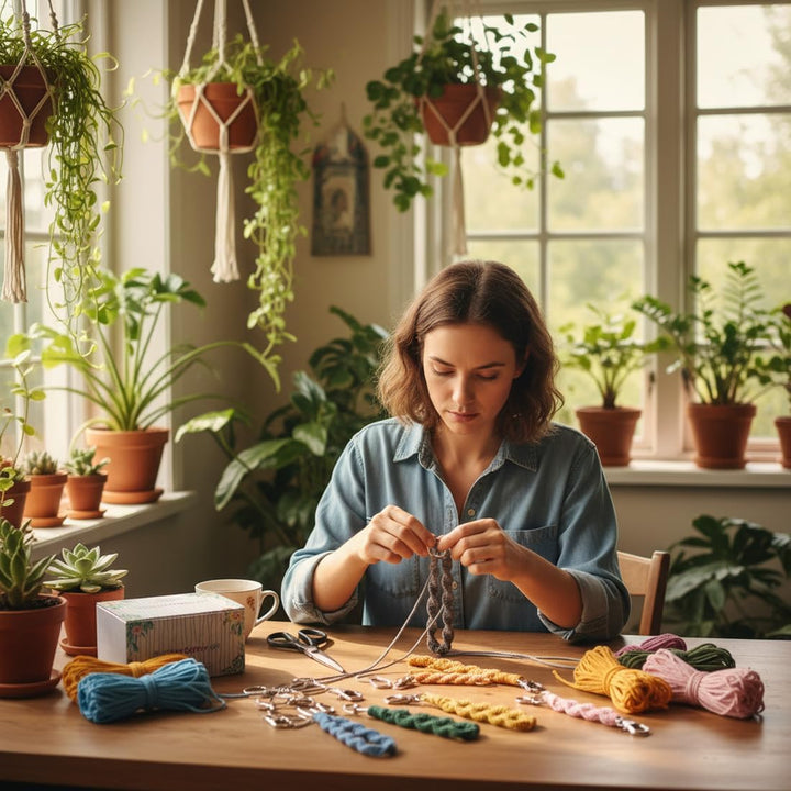 suo long Makramee Kit Makrame Schlüsselanhänger Making Kit Enthält Schlüsselringe Makramee DIY Set S