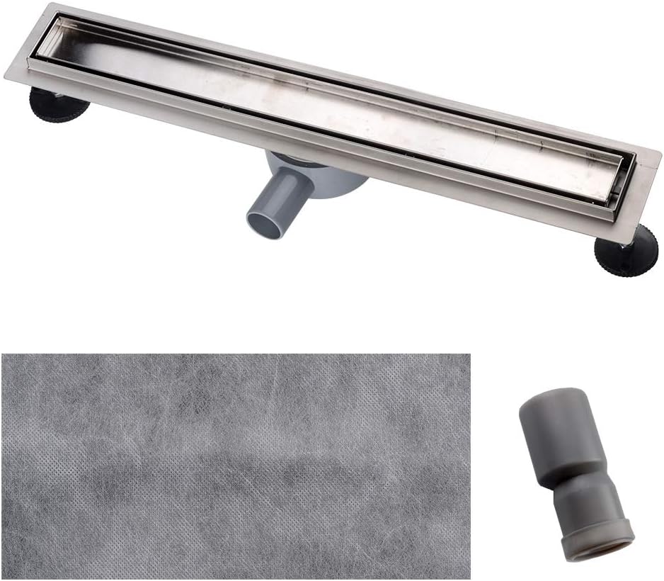 Duschrinne, 90cm,2 in 1,360?,Siphon mit Geruchsstop und Haarsieb Randablauf Befliesbar Edelstahl Abl