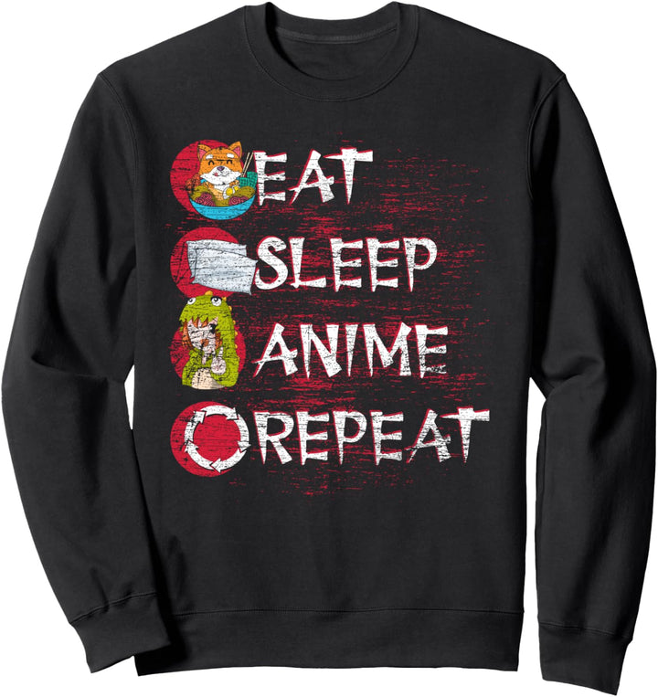 Kawaii Ramen Otaku Essen Schlafen Anime Wiederholen Anime Sweatshirt