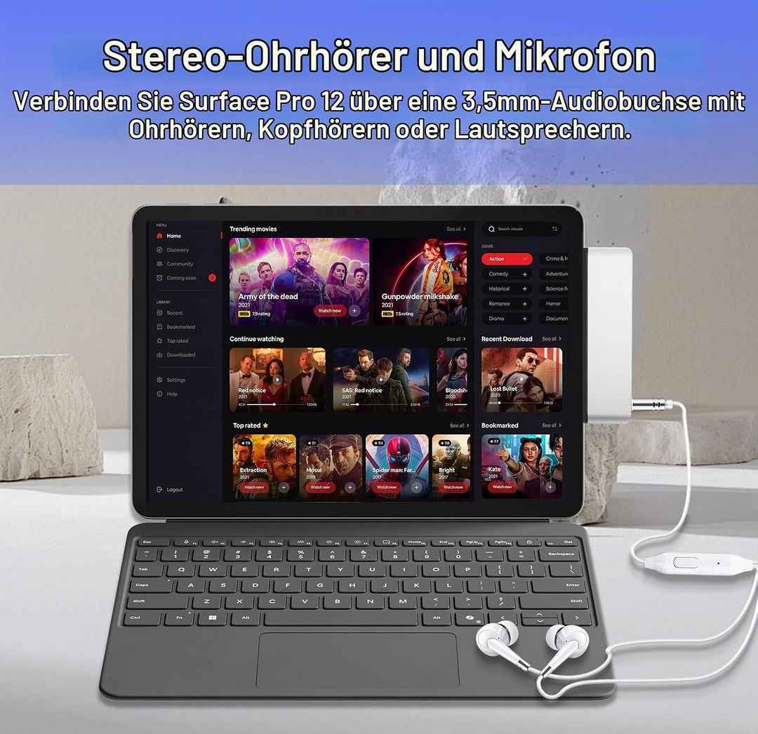 Surface Pro 12 Zubehör Dockingstation, USB-Hub und Adapter mit 4K HDMI, USB-C Thunderbolt 4 (Display