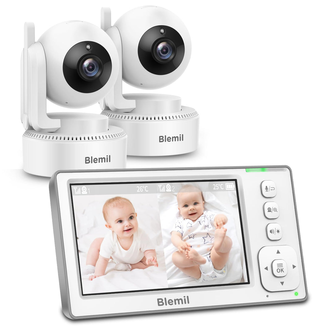 Blemil Upgrade Baby Monitor – 29 Stunden Akkulaufzeit, 4,3-Zoll IPS Split-Screen Grossbildschirm, mi