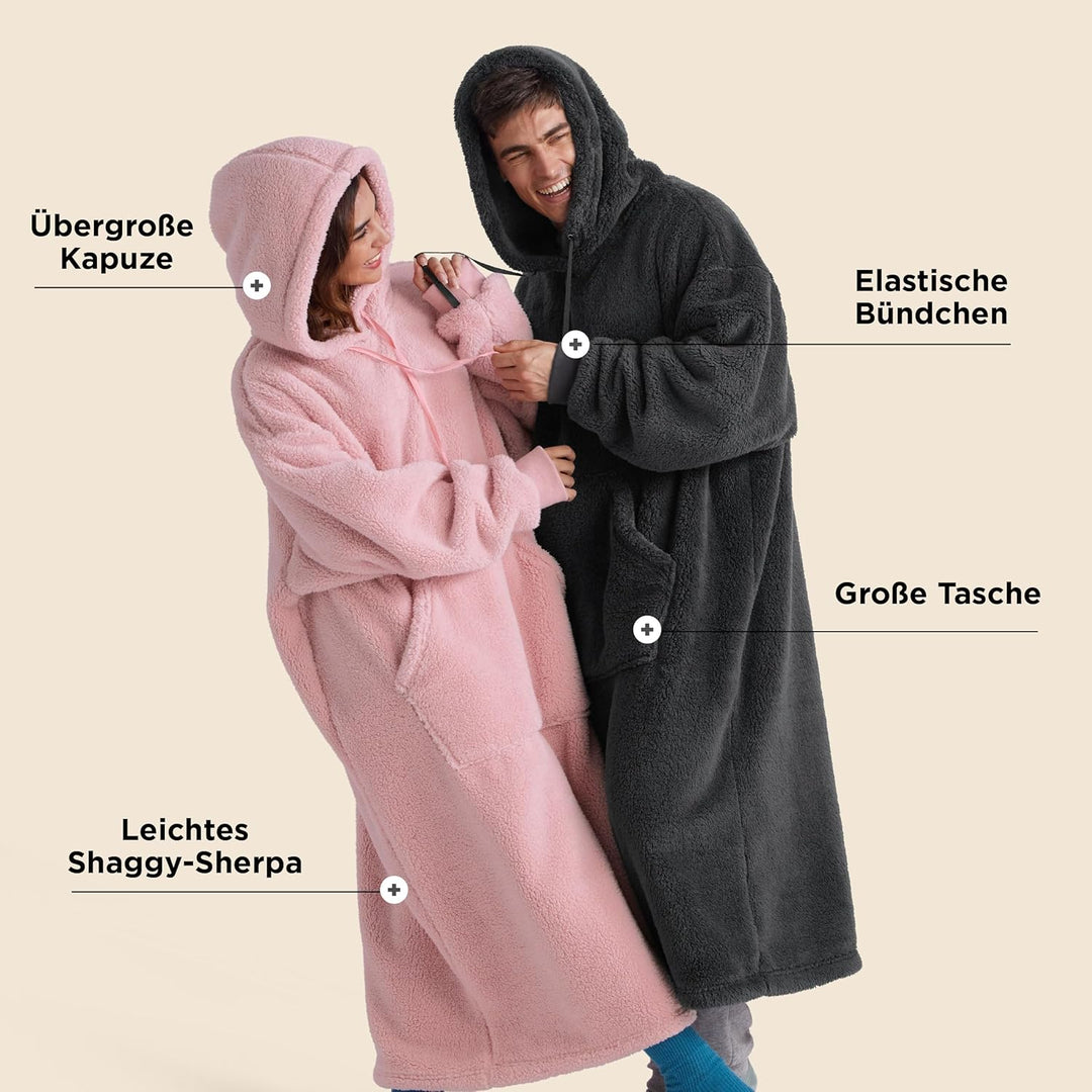 BEDSURE Hoodie Decke mit Ärmeln - Tragbare Decke zum Anziehen Erwachsene Kuschelpullover, Warm Kusch