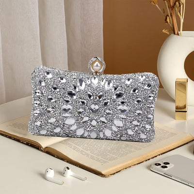 CORIOS Strass Clutch für Damen Shiny Abendtasche Diamant Clutch Tasche Kette Schultertasche Elegante