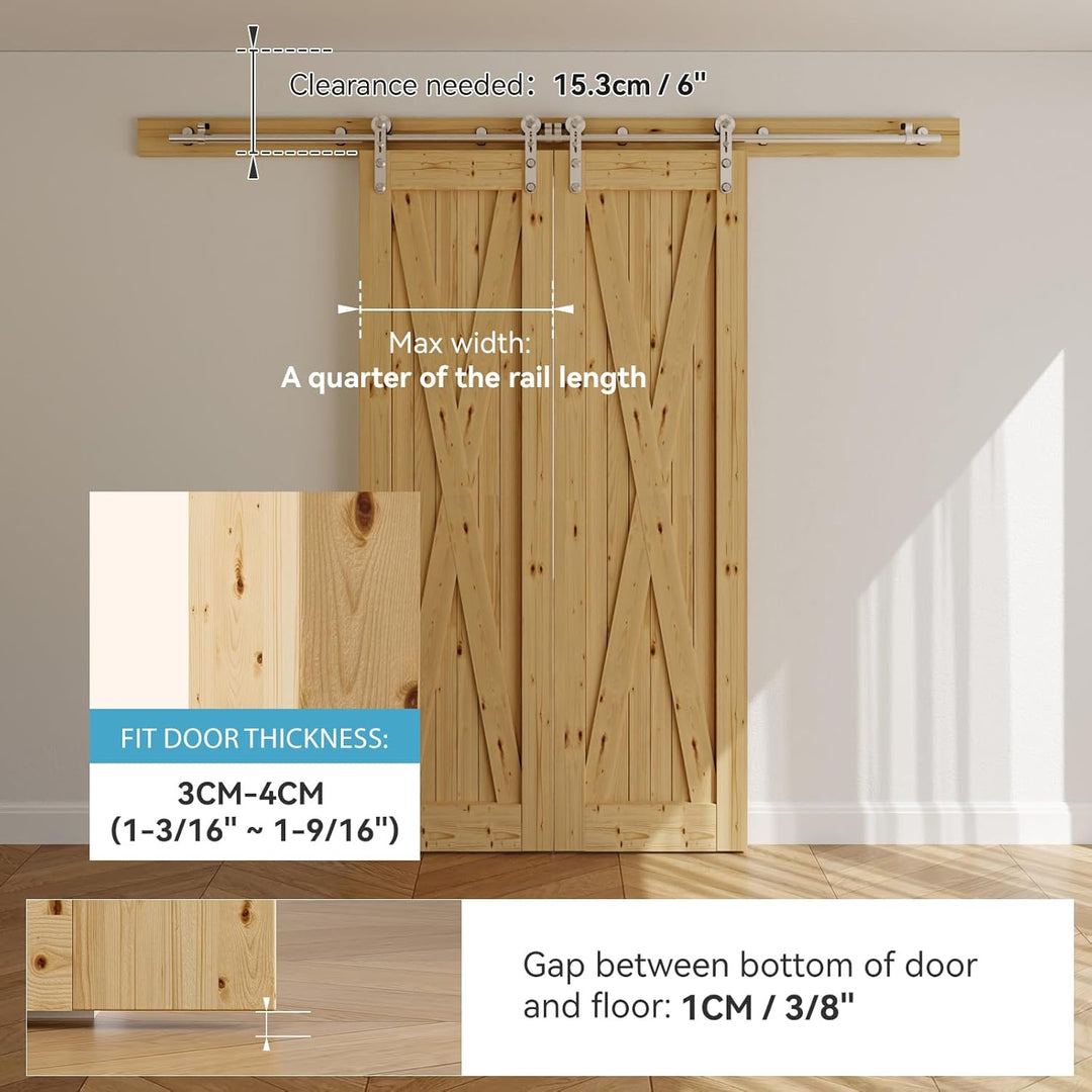Schiebetürbeschlag Edelstahl Doppeltür 244cm Schiebetüren Schiebetürsystem Komplettset Laufschiene R