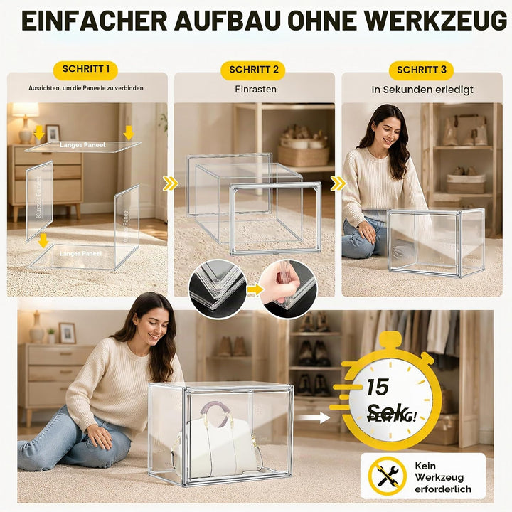 Schuhboxen Stapelbar Transparent Schuhaufbewahrungsbox Schuhkarton mit Deckel Schuh Organizer Schuha