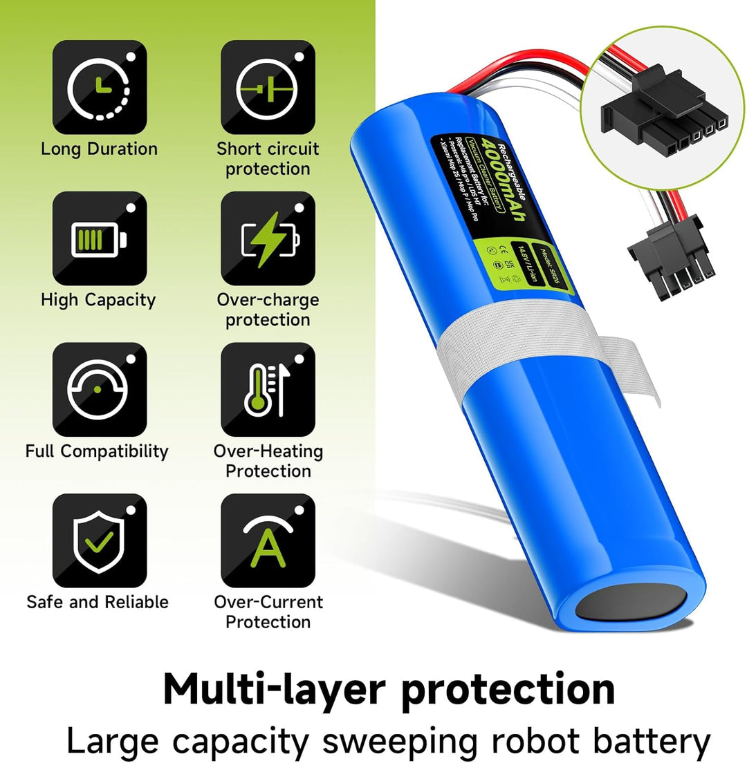 Mspalocell Ersatzakku 4000mAh/14,8V für Proscenic M6 Pro/LDS M7, für Xiaomi Vacuum Mop 2S / Mop P/Mo