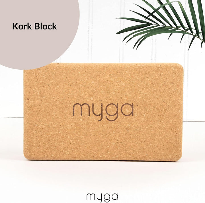 Myga Kork Yoga Zubehör Set | 2 Rutschfeste Kork Yoga Blöcke &amp; Verstellbarer Yoga Gurt | Perfekt für