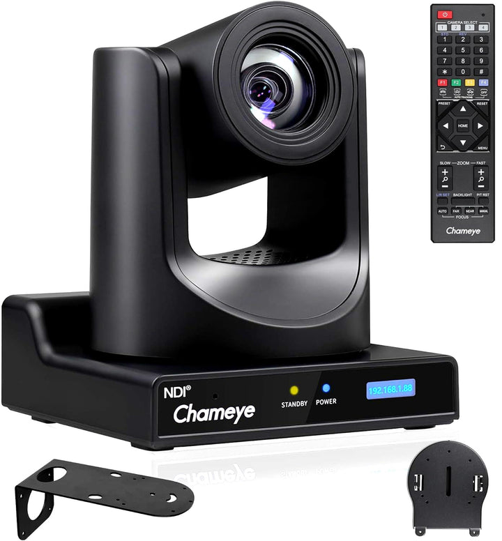Chameye NDI PTZ Camera 20x Optical Zoom AI Auto Tracking PTZ Camera with LCD Display, 3G-SDI IP 1080