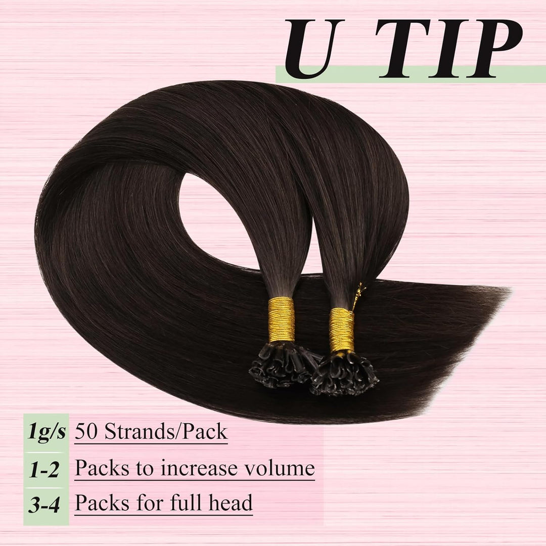 YoungSee Echthaar Extensions Bondings Braun 35cm Bonding Extensions Echthaar 1g Braun Remy Hair Exte