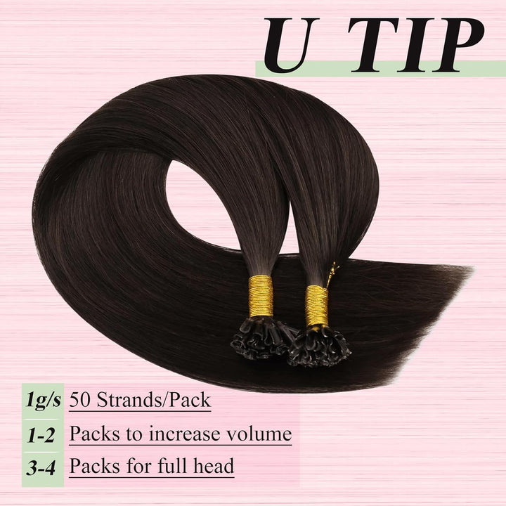 YoungSee Echthaar Extensions Bondings Braun 35cm Bonding Extensions Echthaar 1g Braun Remy Hair Exte