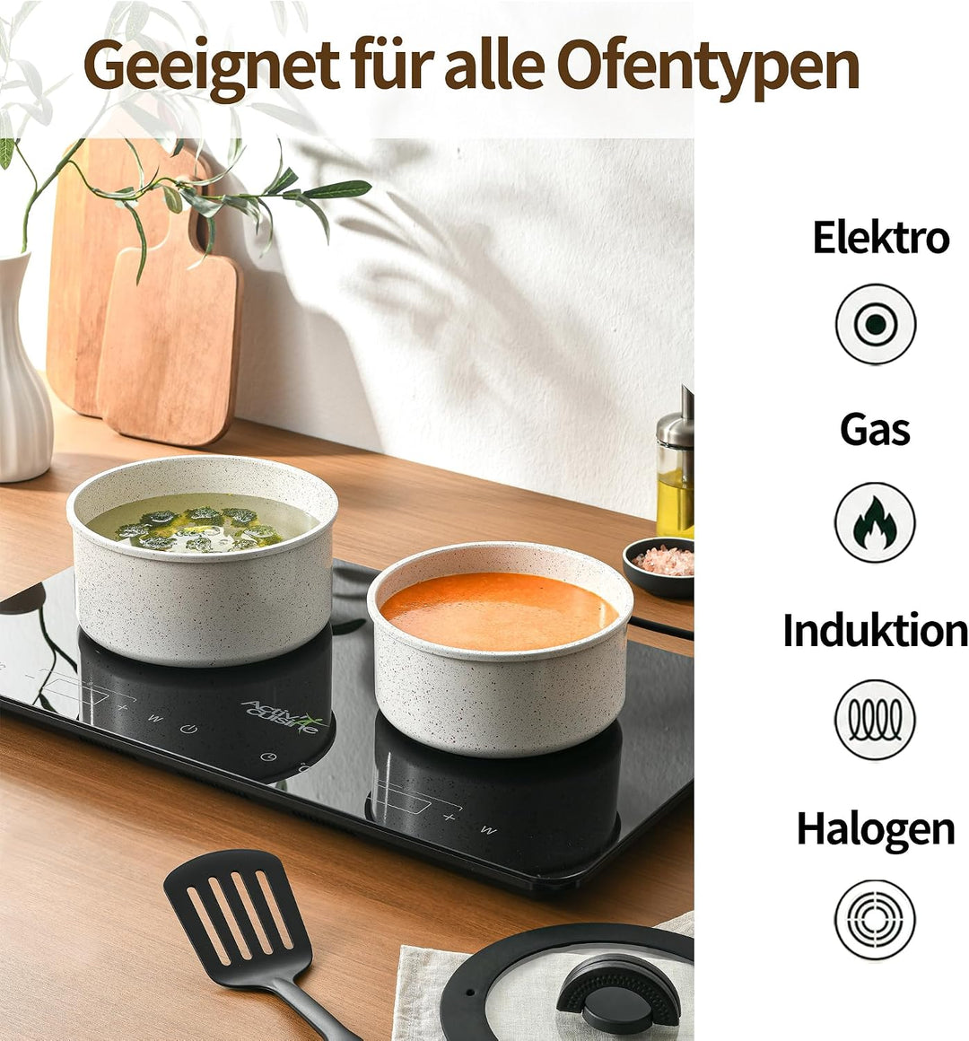 Pfannenset Induktion 23 Teilig, Töpfe Set mit Abnehmbarem Griff, PFOA Frei | Topf und Pfannenset mit