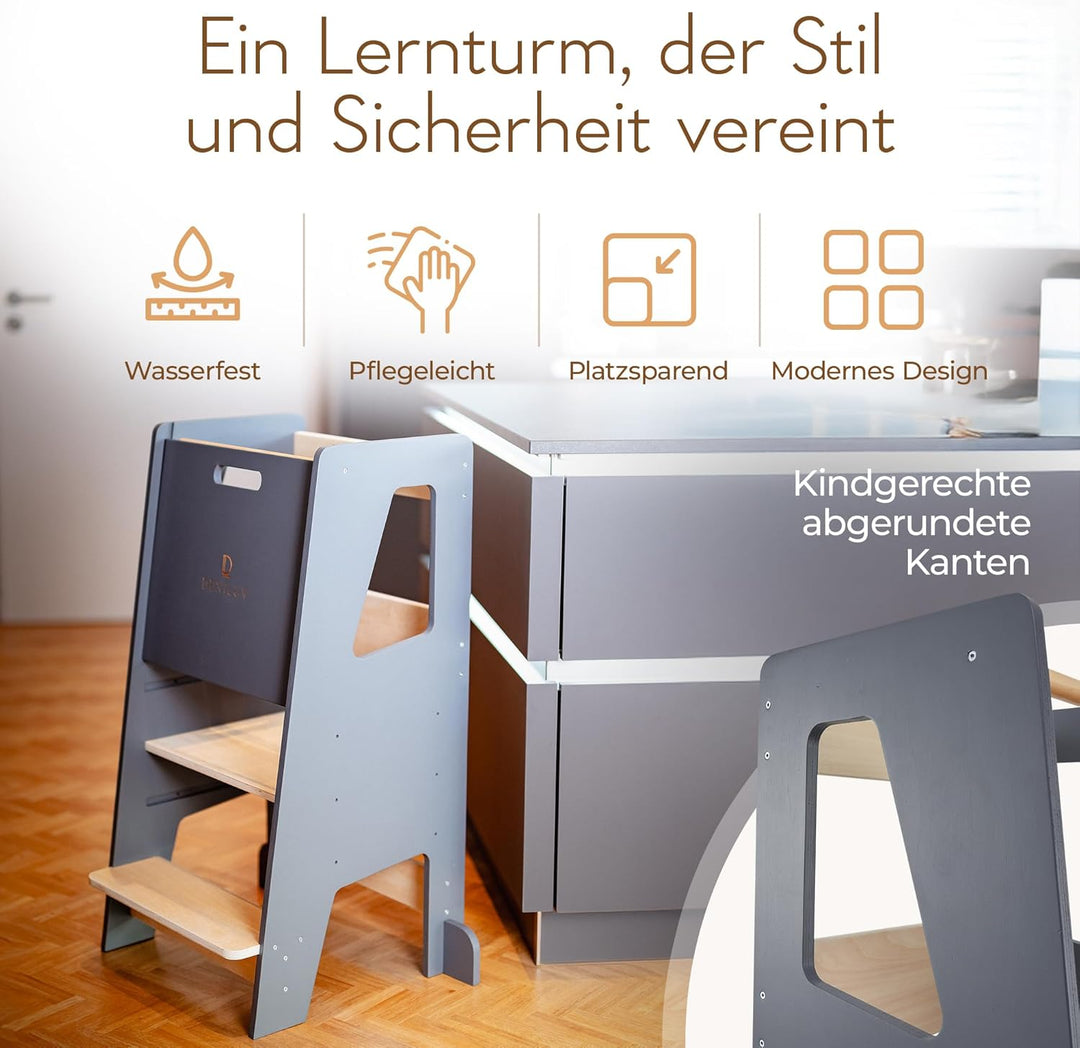 Kinder Lernturm Höhenverstellbar Ab 1 Jahr Mit Abnehmbarer Front Tritthocker für Küche Bad Leiterstu