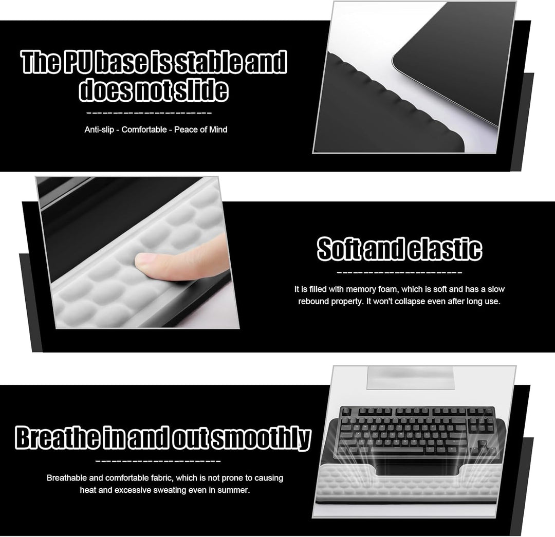 2-in-1 Ergonomische Tastatur Handauflage aus Memory-Schaum: Handballenauflage Tastatur mit Rutschfes