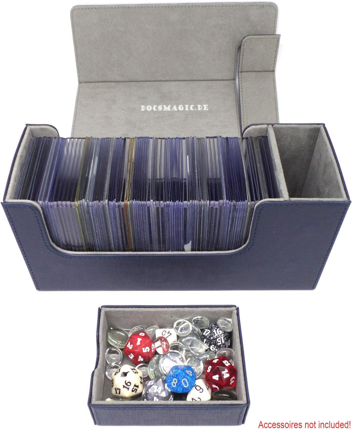 docsmagic.de Premium Magnetic Tray Long Box Dark Blue Small + 2 Flip Boxes - Dunkelblau Small + 2 Fl