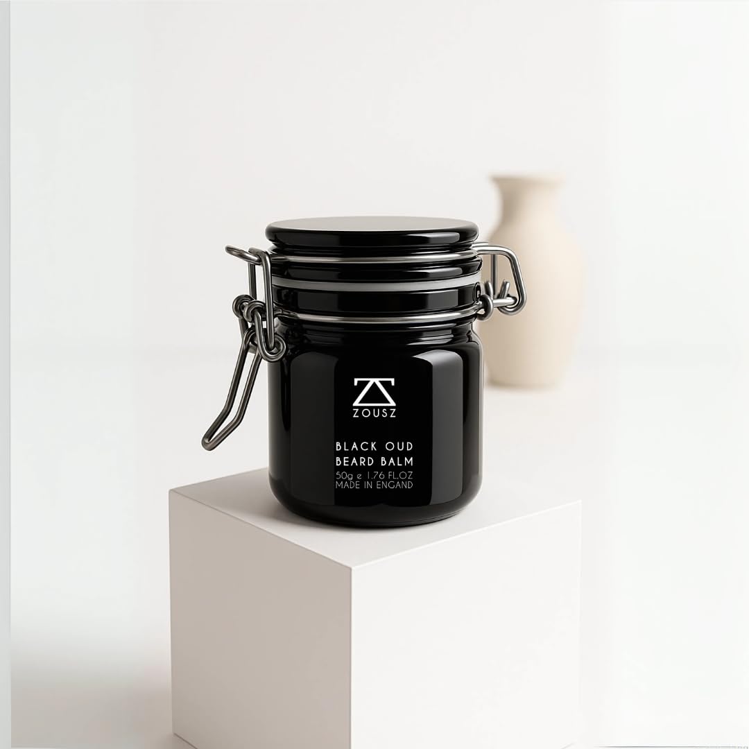 ZOUSZ Black Oud Bartbalsam Geschenkbox für Herren – Premium Bartpflege/Conditioner/Bartweichmacher –