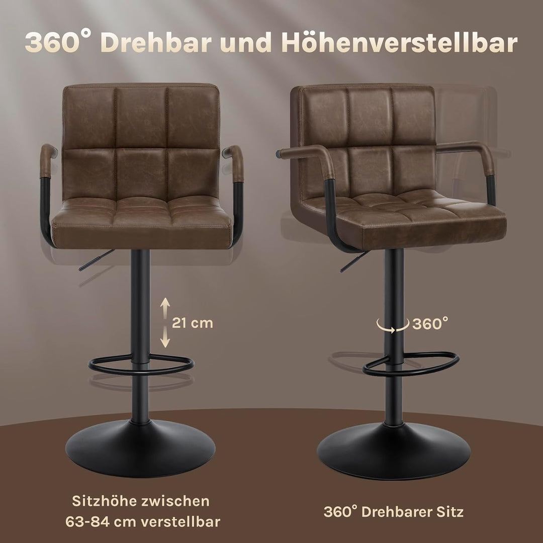 WOLTU Barhocker 2er Set Barstuhl Tresenhocker Bistrohocker Designer Hocker mit Rückenlehne, Kunstled