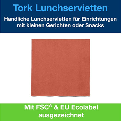 Tork 477216 Lunchservietten Terracotta / 2-lagige Servietten für kleine Gerichte oder Snacks / Advan