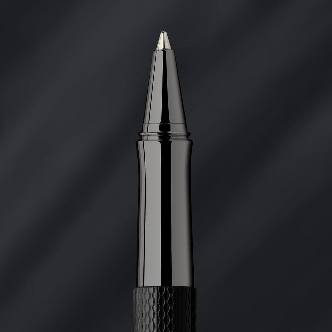 Faber-Castell von Faber Castell Tintenroller aus der Guilloche Black Kollektion, Schaft aus Edelharz