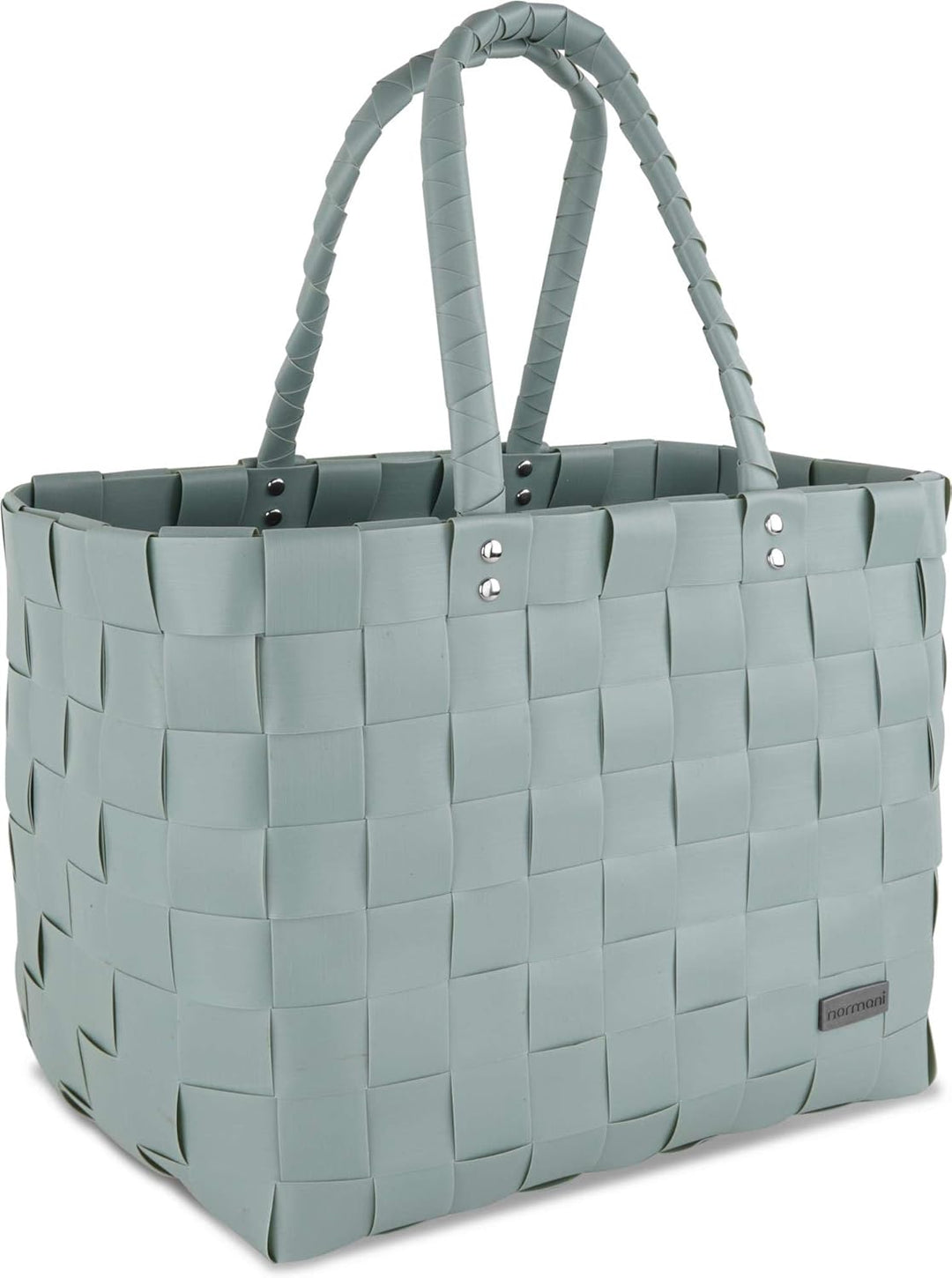 Einkaufskorb Shopper geflochten aus Kunststoff - robuster Strandkorb aus wasserabweisendem Material