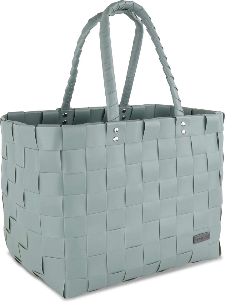 Einkaufskorb Shopper geflochten aus Kunststoff - robuster Strandkorb aus wasserabweisendem Material