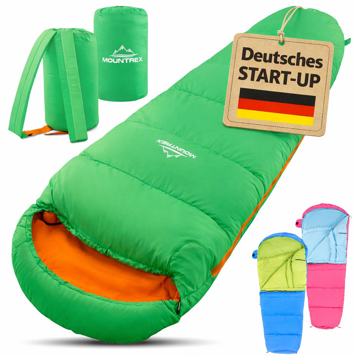 MOUNTREX® Kinderschlafsack - Tragbar wie ein Rucksack - Schlafsack für Kinder (175 x 70 x 45 cm) - O