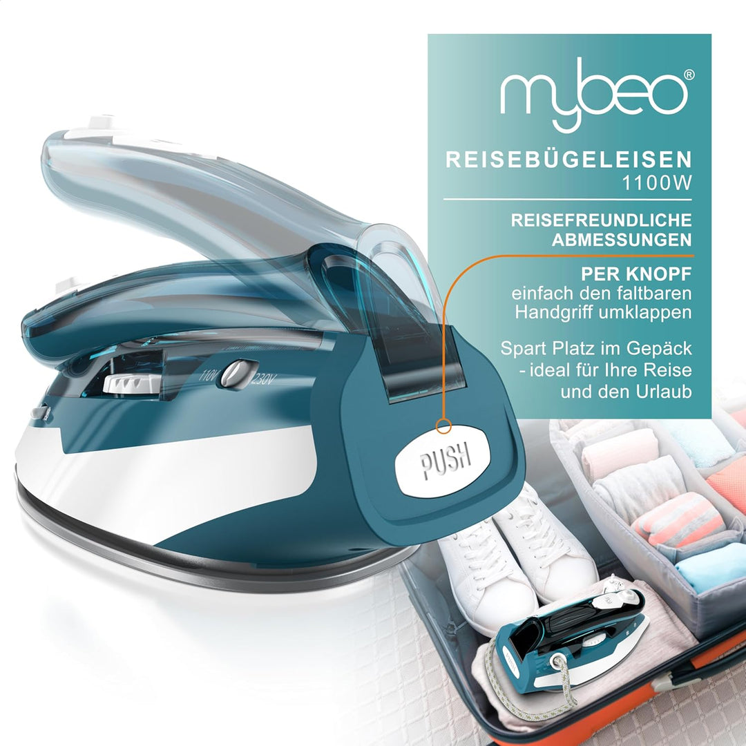 MyBeo - Reisebügeleisen Dampfbügeleisen 1100W - Dual-Voltage 110/230 Volt – mini Bügeleisen mit anti