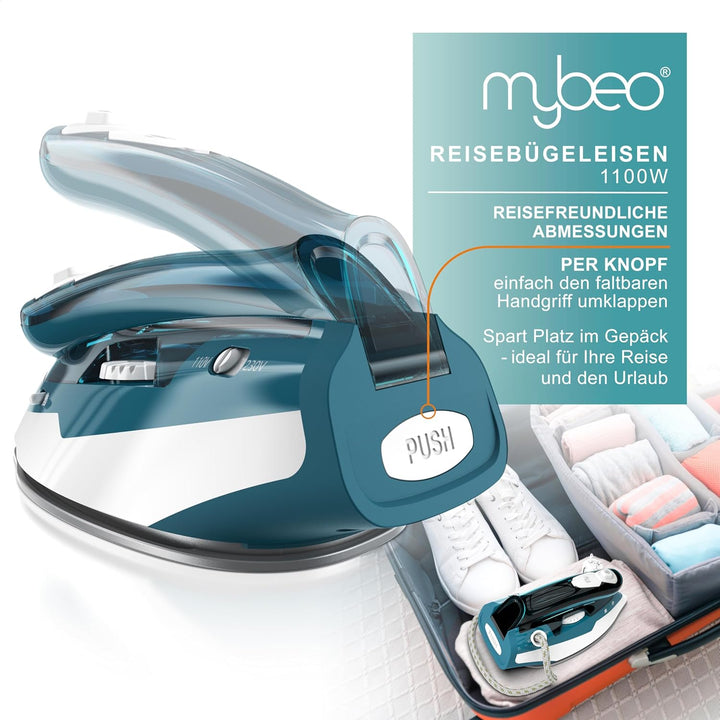MyBeo - Reisebügeleisen Dampfbügeleisen 1100W - Dual-Voltage 110/230 Volt – mini Bügeleisen mit anti