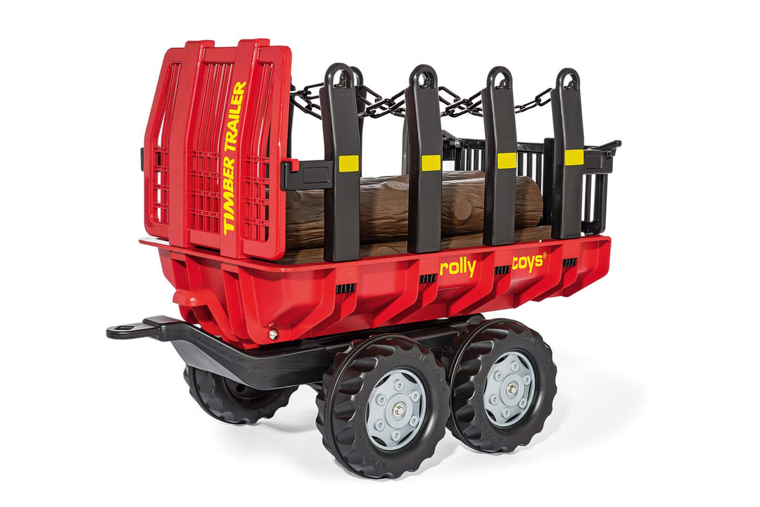 Rolly Toys rollyTimber Trailer (für Kinder von 3-10 Jahre, mit Kunststoff-Holzstämmen, Kippfunktion,