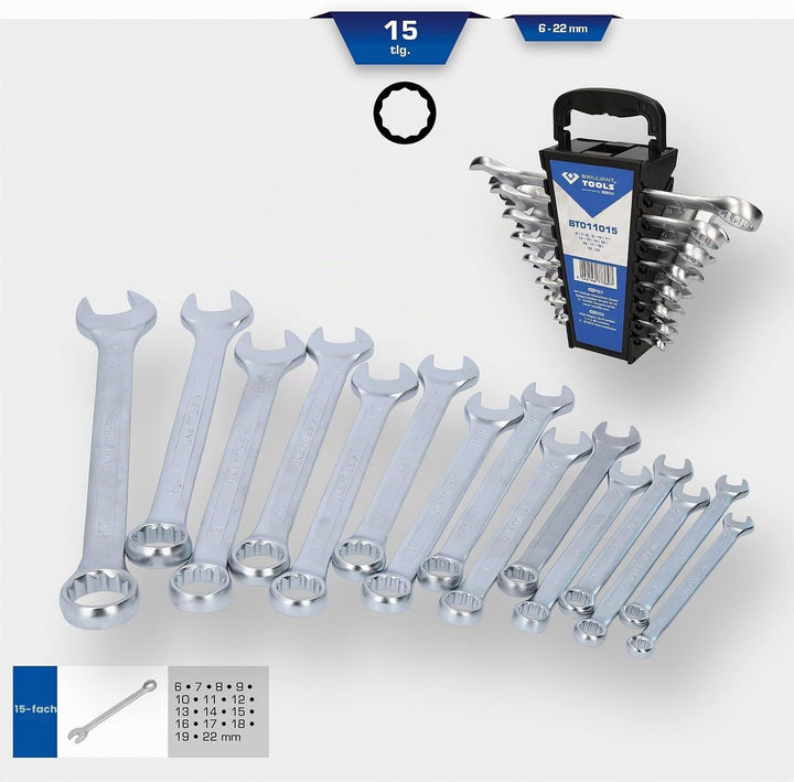 BRILLIANT TOOLS BT011015 Ring-Maulschlüssel-Satz, 15-tlg [Powered by KS TOOLS] 15-tlg., 15-tlg.