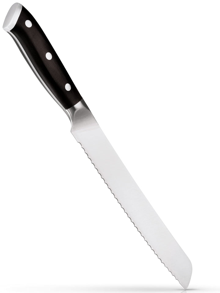 Hannah's Homebrand® Brotmesser Wellenschliff aus Ebenholz - Brotmesser mit flachem Wellenschliff - 2